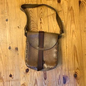 Vintage leather saddle bag purse